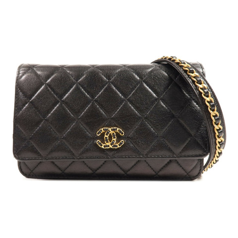 CHANEL 牛皮皮革WOC Wallet On Chain金扣鏈帶肩背袋