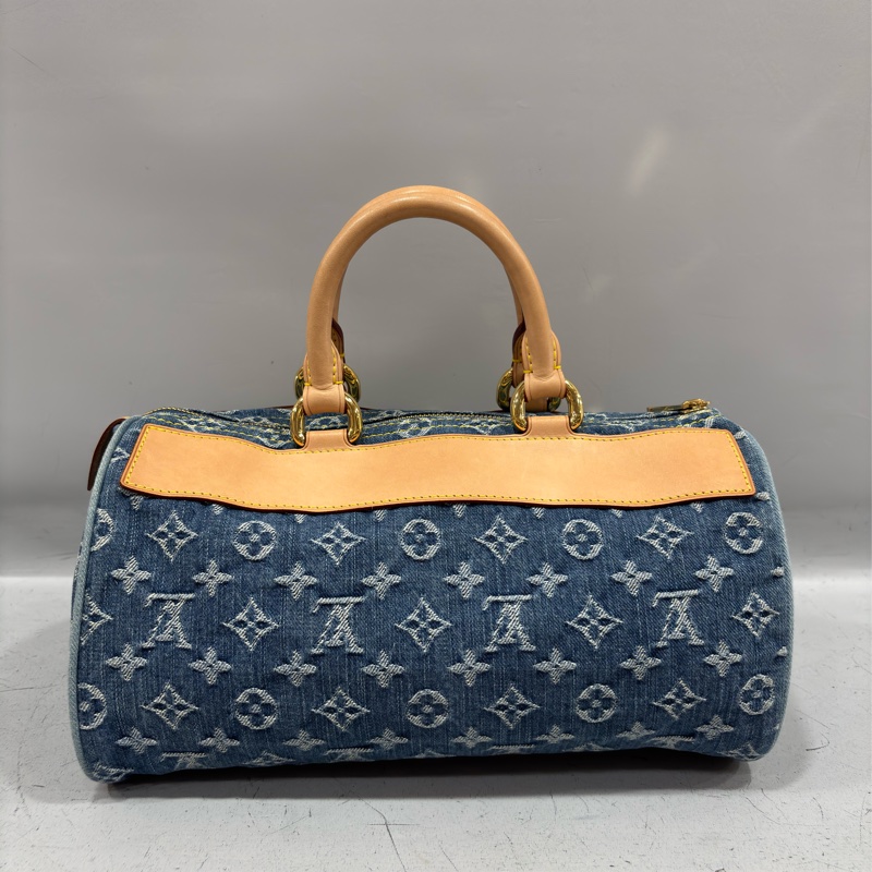LV M95019 牛仔丹寧 雙口袋 金釦 手提包 波士頓包 SPEEDY 拉鍊包-2