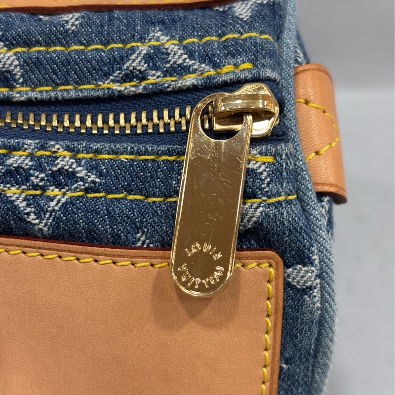 LV M95019 牛仔丹寧 雙口袋 金釦 手提包 波士頓包 SPEEDY 拉鍊包-14