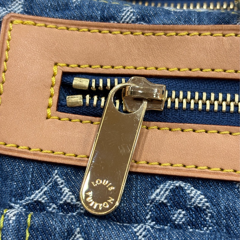LV M95019 牛仔丹寧 雙口袋 金釦 手提包 波士頓包 SPEEDY 拉鍊包-16