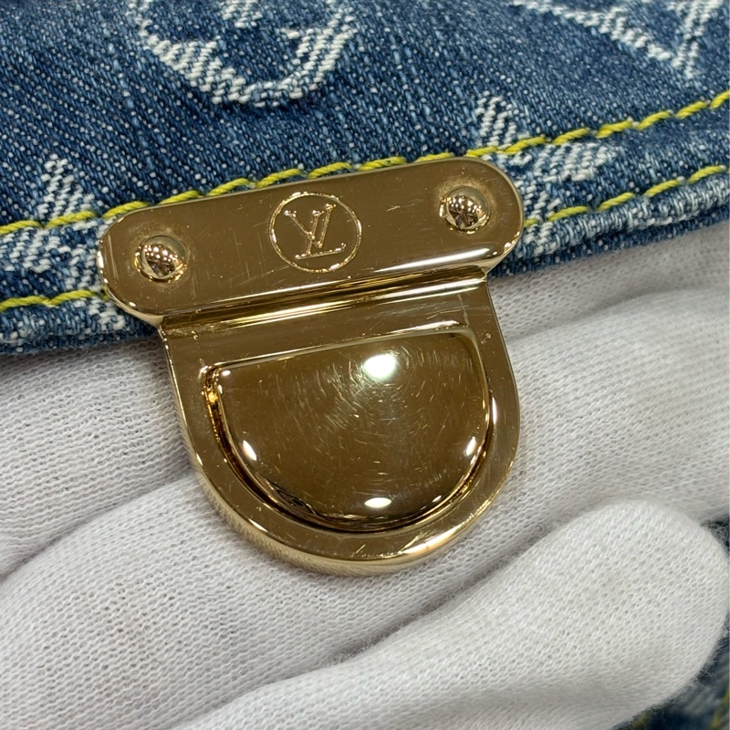 LV M95019 牛仔丹寧 雙口袋 金釦 手提包 波士頓包 SPEEDY 拉鍊包-17