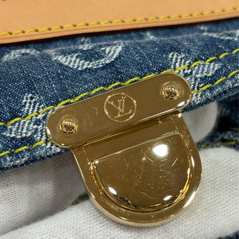 LV M95019 牛仔丹寧 雙口袋 金釦 手提包 波士頓包 SPEEDY 拉鍊包-20