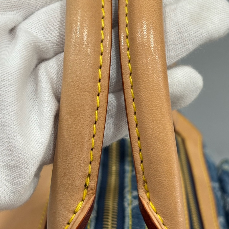 LV M95019 牛仔丹寧 雙口袋 金釦 手提包 波士頓包 SPEEDY 拉鍊包-23