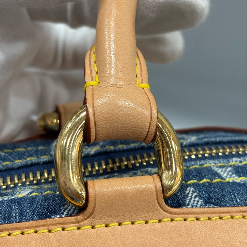 LV M95019 牛仔丹寧 雙口袋 金釦 手提包 波士頓包 SPEEDY 拉鍊包-30