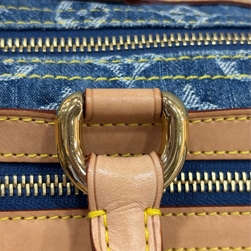 LV M95019 牛仔丹寧 雙口袋 金釦 手提包 波士頓包 SPEEDY 拉鍊包-31