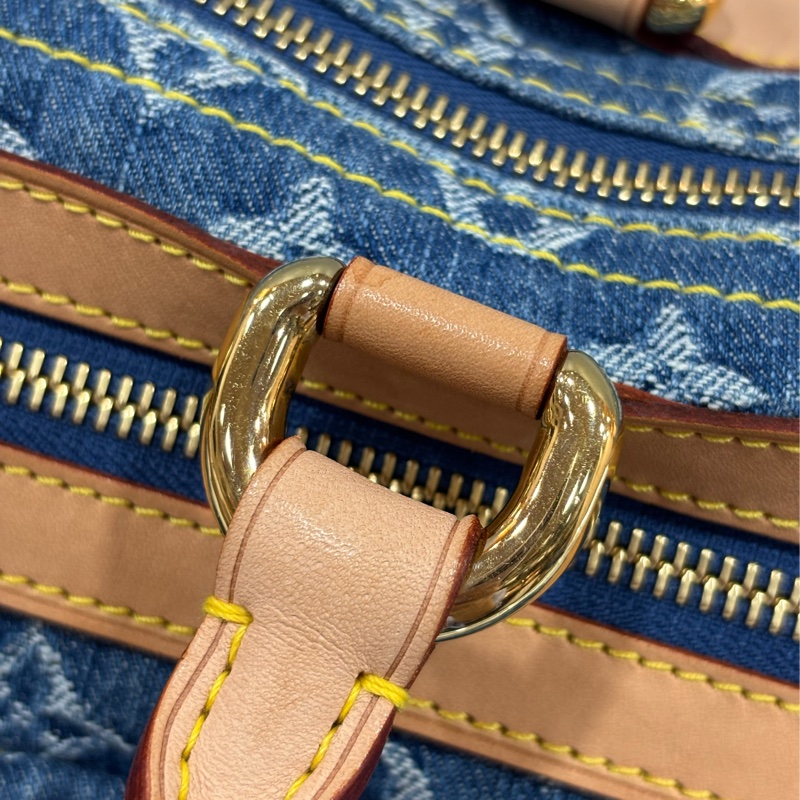 LV M95019 牛仔丹寧 雙口袋 金釦 手提包 波士頓包 SPEEDY 拉鍊包-33