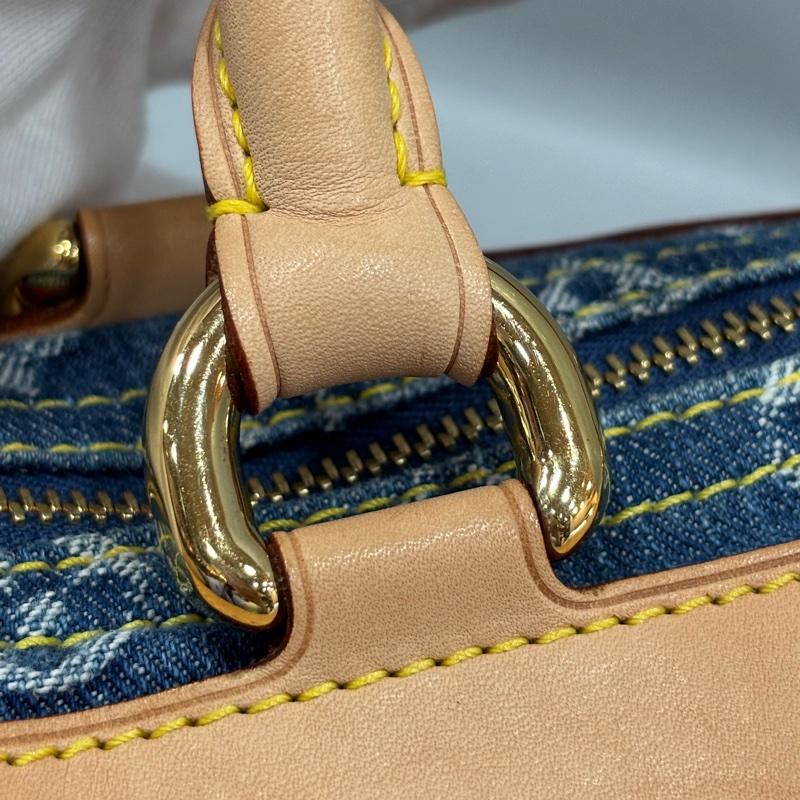 LV M95019 牛仔丹寧 雙口袋 金釦 手提包 波士頓包 SPEEDY 拉鍊包-34