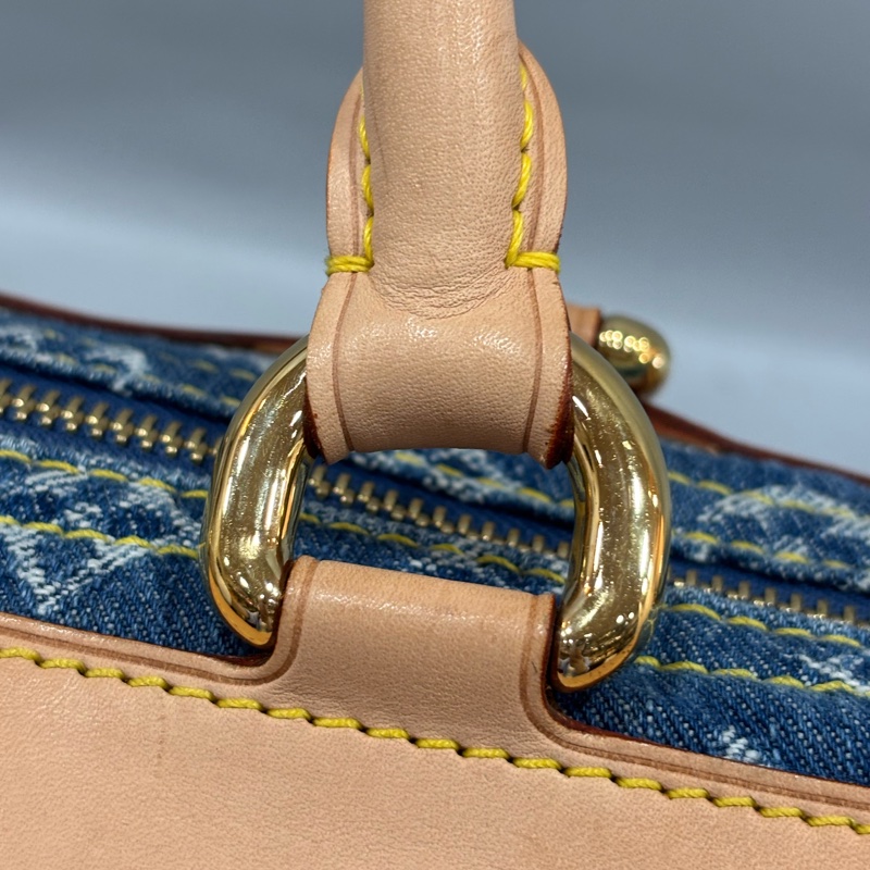 LV M95019 牛仔丹寧 雙口袋 金釦 手提包 波士頓包 SPEEDY 拉鍊包-36