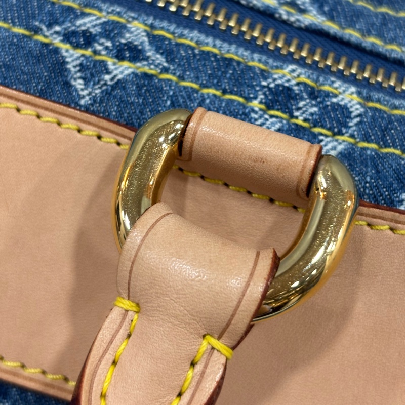 LV M95019 牛仔丹寧 雙口袋 金釦 手提包 波士頓包 SPEEDY 拉鍊包-37