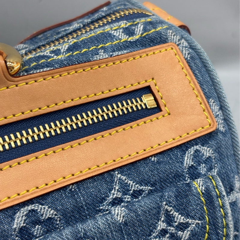 LV M95019 牛仔丹寧 雙口袋 金釦 手提包 波士頓包 SPEEDY 拉鍊包-43