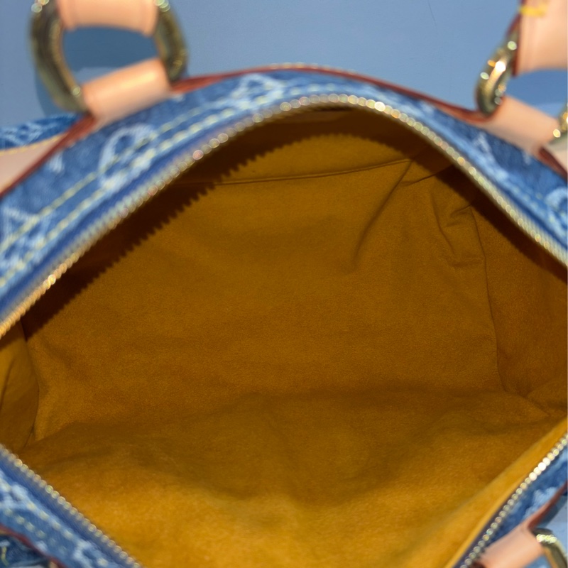 LV M95019 牛仔丹寧 雙口袋 金釦 手提包 波士頓包 SPEEDY 拉鍊包-46