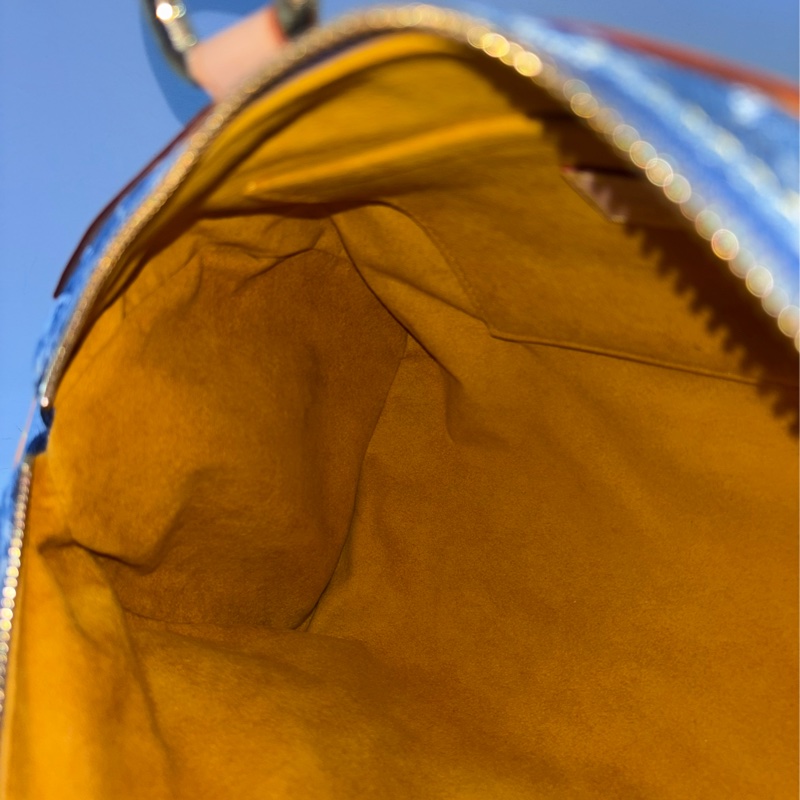 LV M95019 牛仔丹寧 雙口袋 金釦 手提包 波士頓包 SPEEDY 拉鍊包-48