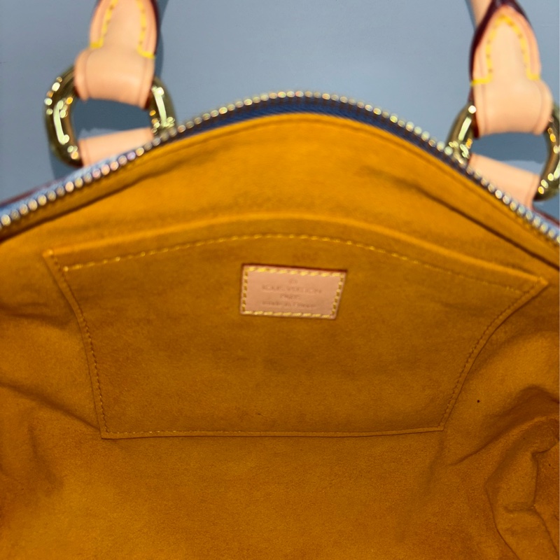 LV M95019 牛仔丹寧 雙口袋 金釦 手提包 波士頓包 SPEEDY 拉鍊包-49