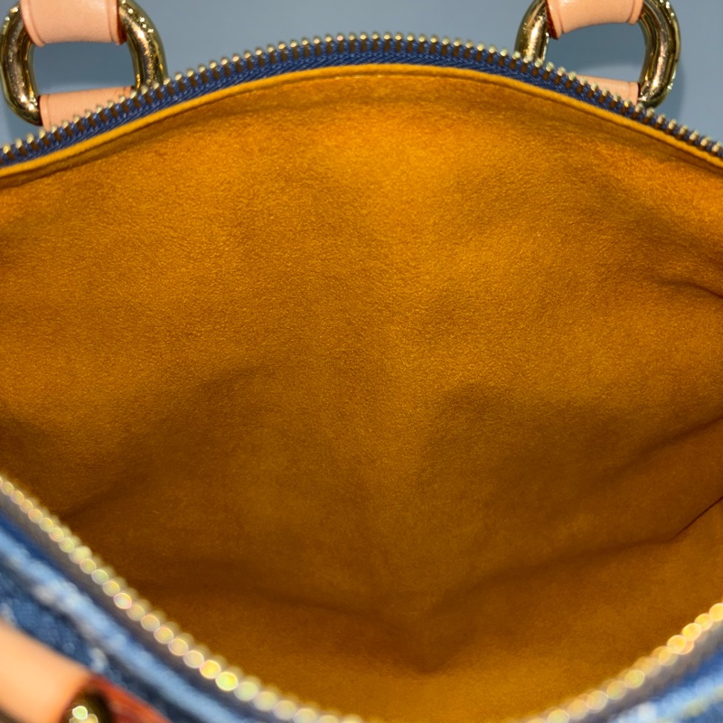 LV M95019 牛仔丹寧 雙口袋 金釦 手提包 波士頓包 SPEEDY 拉鍊包-50