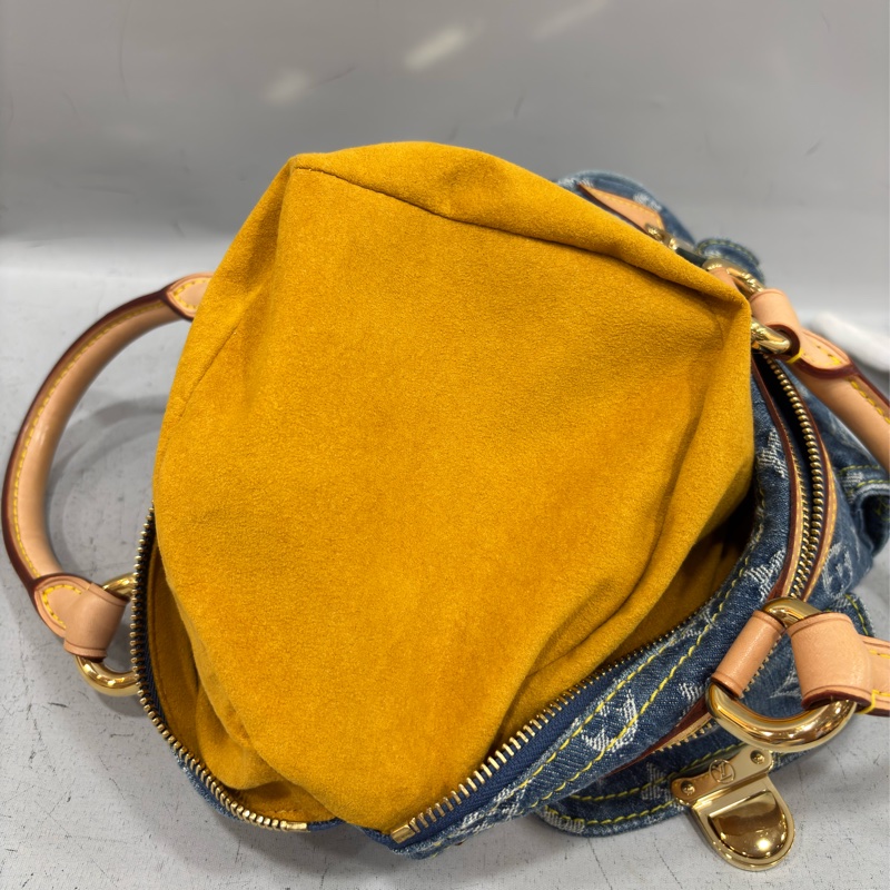 LV M95019 牛仔丹寧 雙口袋 金釦 手提包 波士頓包 SPEEDY 拉鍊包-60