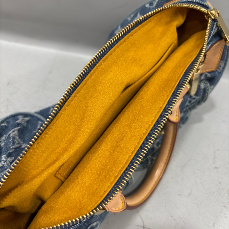 LV M95019 牛仔丹寧 雙口袋 金釦 手提包 波士頓包 SPEEDY 拉鍊包-62