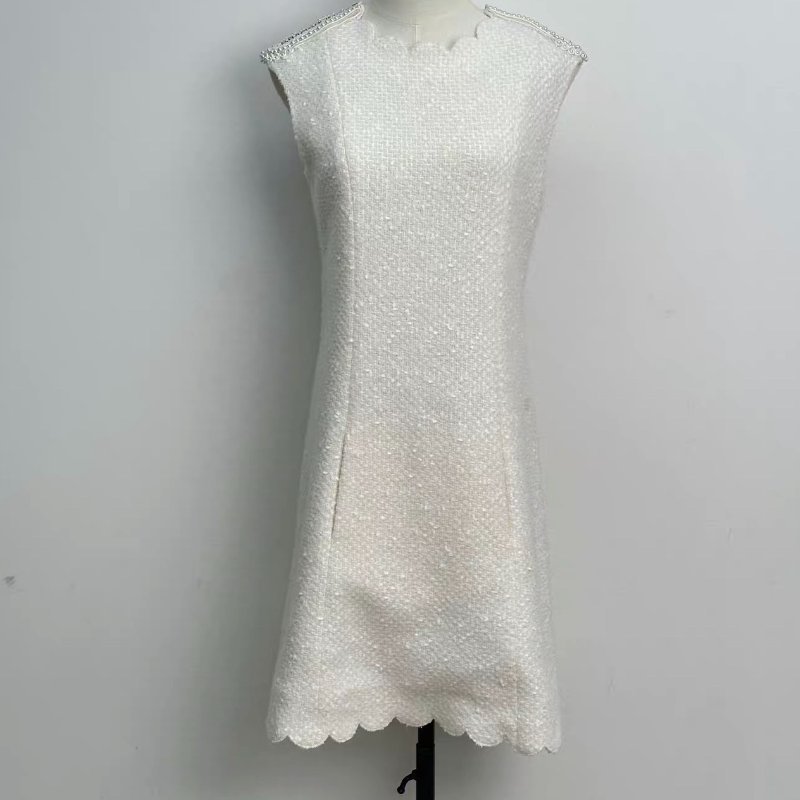 CHANEL 38號馬術系列白色荷葉邊連身裙 98新 衣長91肩寬42胸圍86-0