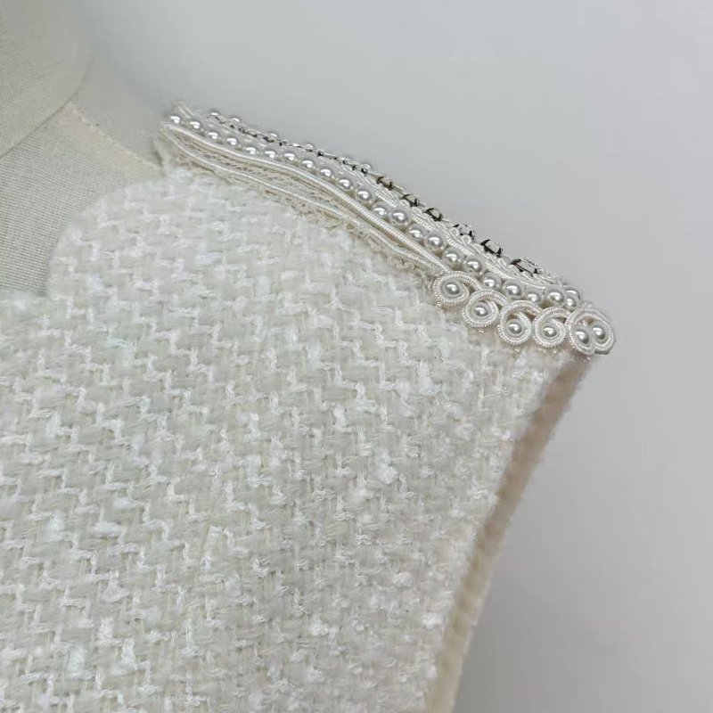 CHANEL 38號馬術系列白色荷葉邊連身裙 98新 衣長91肩寬42胸圍86-4