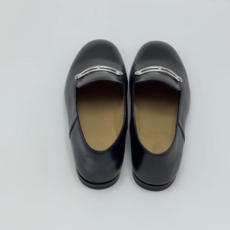 HERMES 黑銀豬鼻子男款樂福鞋40號 全新閒置配件盒子塵袋-2