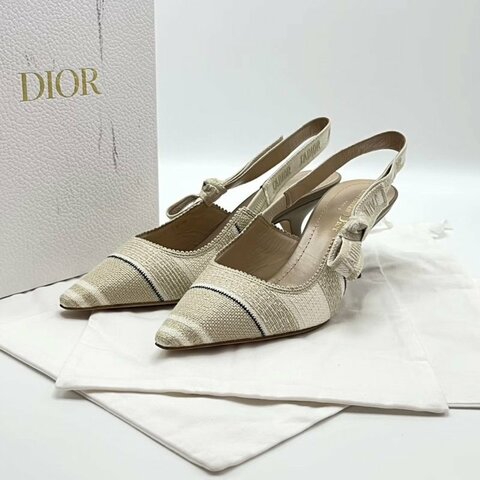 DIOR J‘Adior蝴蝶結綁帶高跟鞋 38.5號 全新閒置配件盒子塵袋