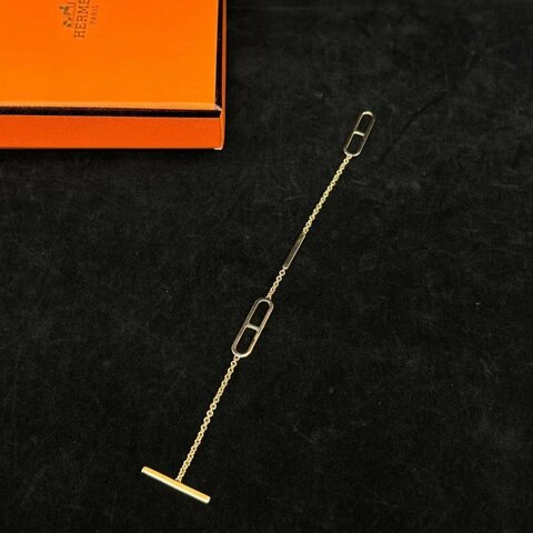 HERMES 18K玫瑰金豬鼻子手鏈 鏈長16cm 98新配件盒子