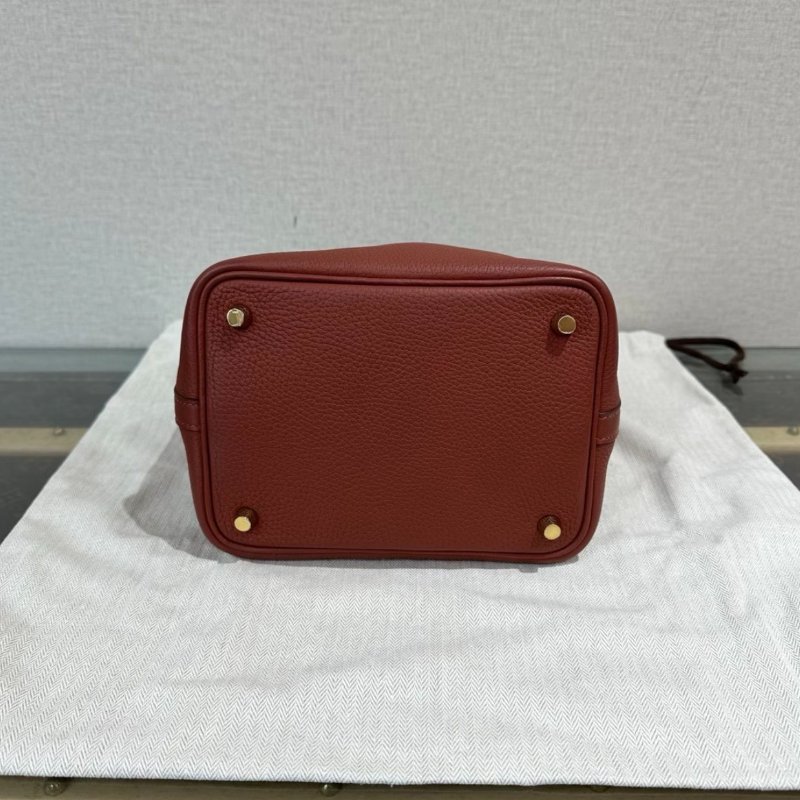 HERMES 南瓜色菜籃子18手提袋 18*18*13 98新配件盒子塵袋鑰匙鎖-3