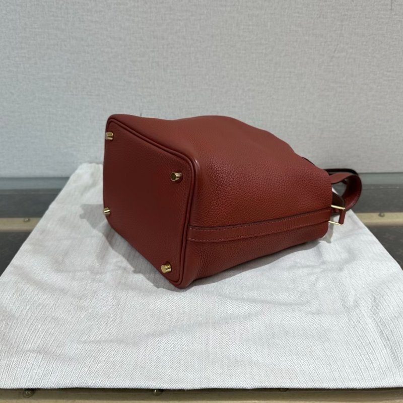 HERMES 南瓜色菜籃子18手提袋 18*18*13 98新配件盒子塵袋鑰匙鎖-4