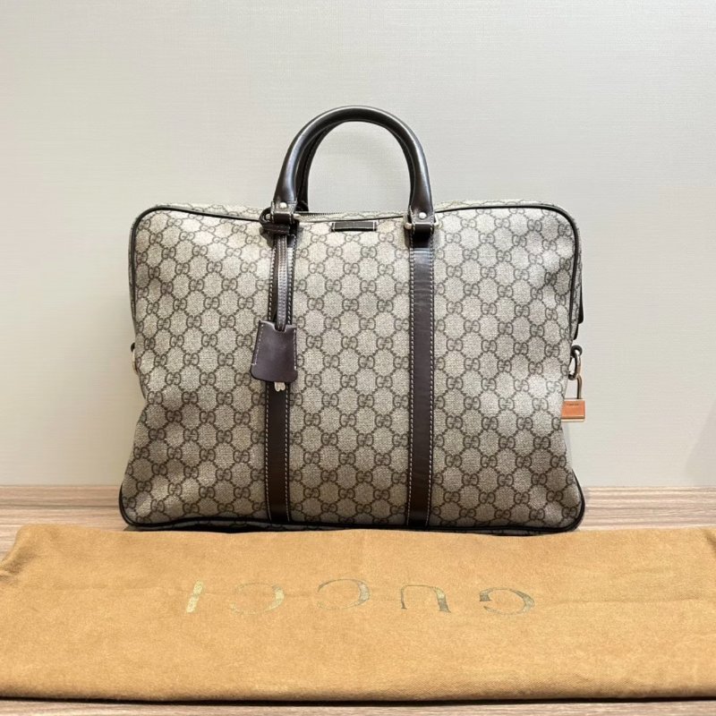 GUCCI 老花雙G手提公事包 40*30*5.5 98新配件塵袋-0