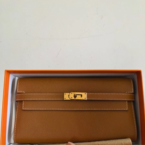 Hermes kelly long wallet 金棕金扣