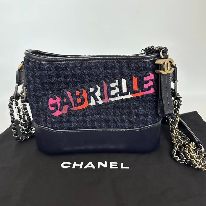 CHANEL 毛呢流浪小號肩背斜背包20*16*8 98新配件塵袋-0