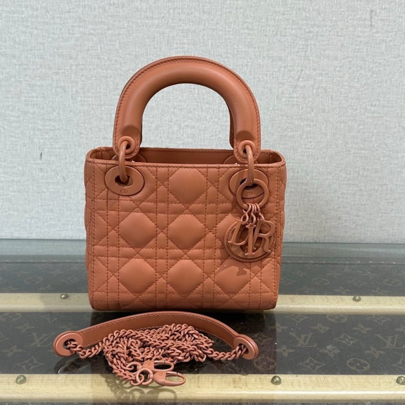 DIOR 磨砂三格黛妃手提肩背斜背包17*15*7 98新配件塵袋-0