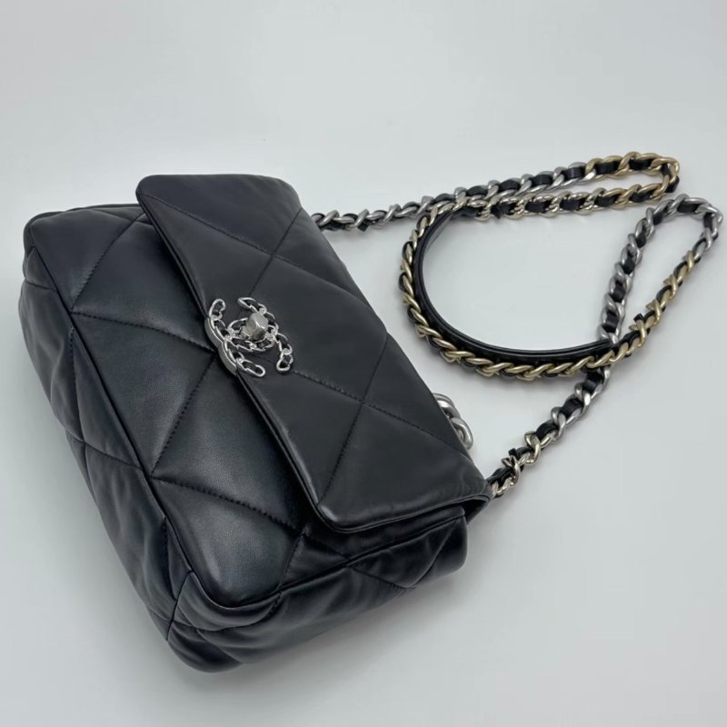 CHANEL 19bag黑銀小號芯片手提26*17*8 99新配件盒子塵袋購證-4