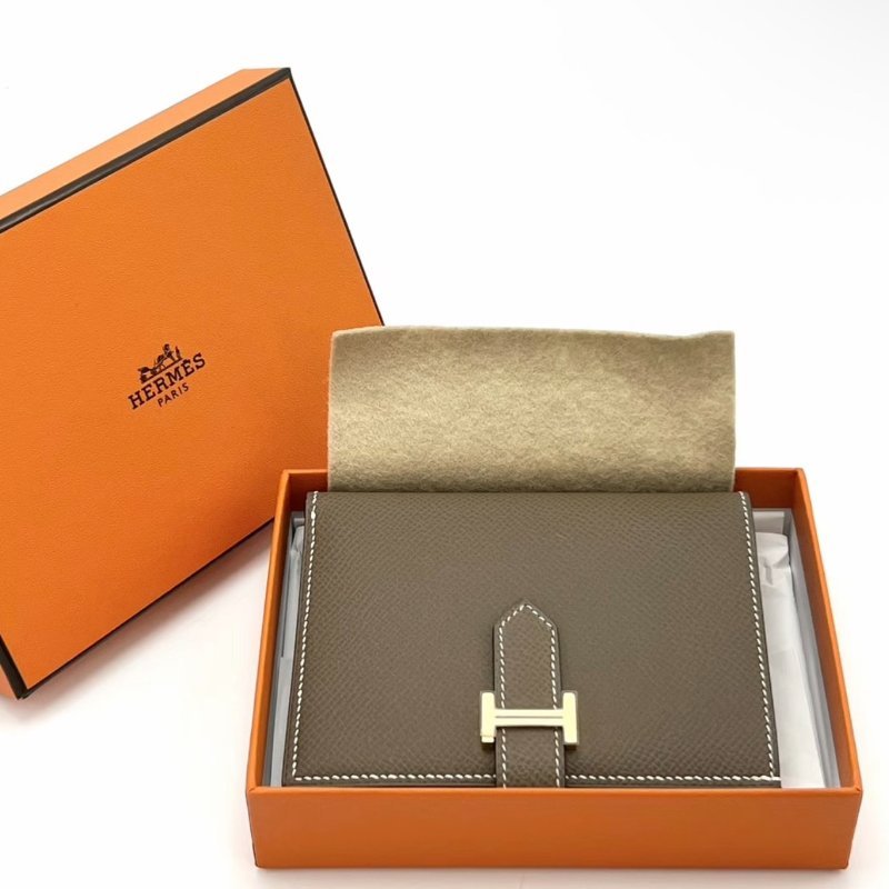 HERMES 大象灰金扣Bearn短夾 12*9.5*1.5 全新閒置配件盒子-0