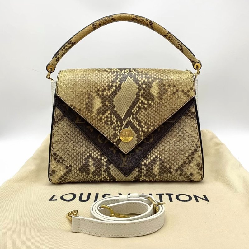 LV Doublev蛇皮拼色肩背斜背包芯片款 28*21*16 98新配件塵袋-0