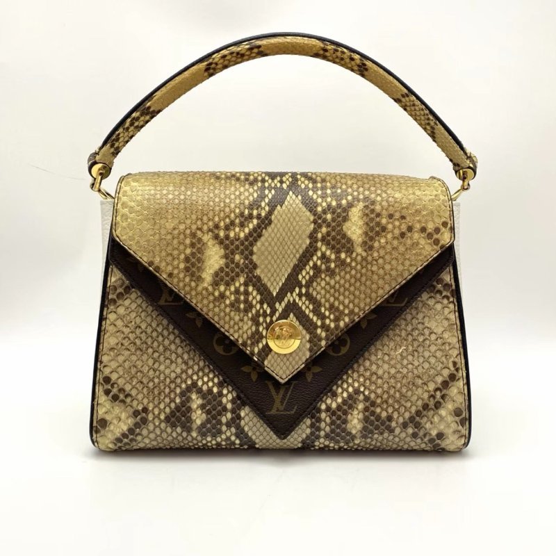 LV Doublev蛇皮拼色肩背斜背包芯片款 28*21*16 98新配件塵袋-4