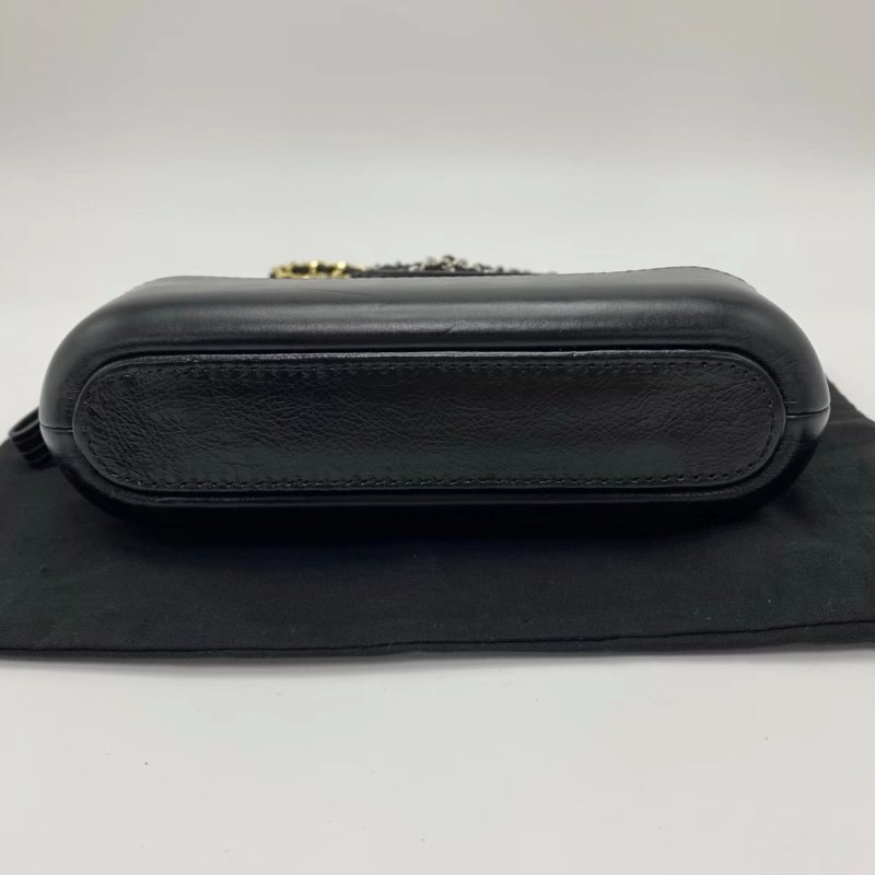 CHANEL 奶茶色拼黑色mini流浪肩背斜背包18.5*10*4 98新配件塵袋保卡-3