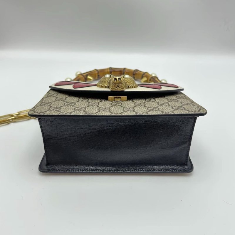 GUCCI 限量款老花狐狸珍珠竹節手柄肩背斜背包20.5*14*9 98新配件塵袋-3