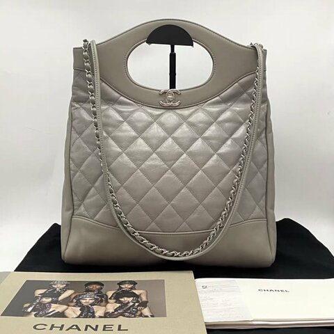 CHANEL 灰色31bag手提肩背包30*41*9 98新配件塵袋購證