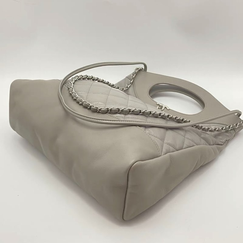 CHANEL 灰色31bag手提肩背包30*41*9 98新配件塵袋購證-4