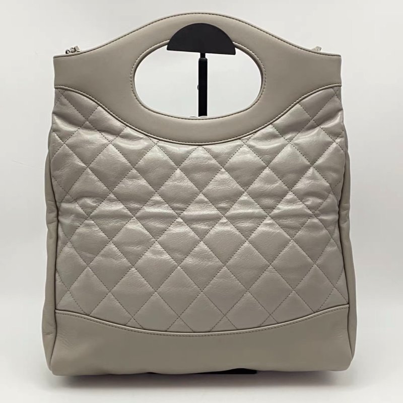 CHANEL 灰色31bag手提肩背包30*41*9 98新配件塵袋購證-5
