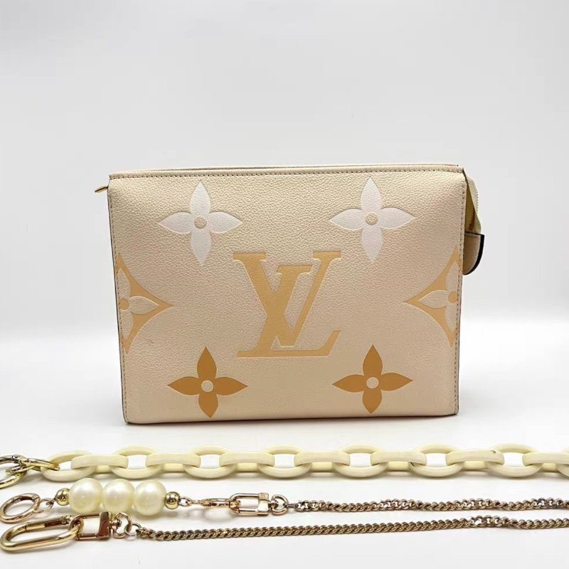 LV 限定全皮壓花香草漸變盥洗包芯片款 26*19.5*5 98新配件塵袋-0