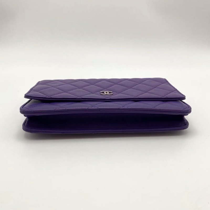 CHANEL 紫色羊皮woc肩背斜背包19*12.5*3 98新配件保卡塵袋-3