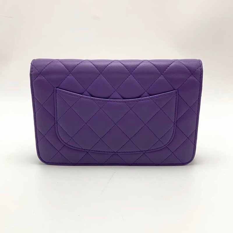 CHANEL 紫色羊皮woc肩背斜背包19*12.5*3 98新配件保卡塵袋-5