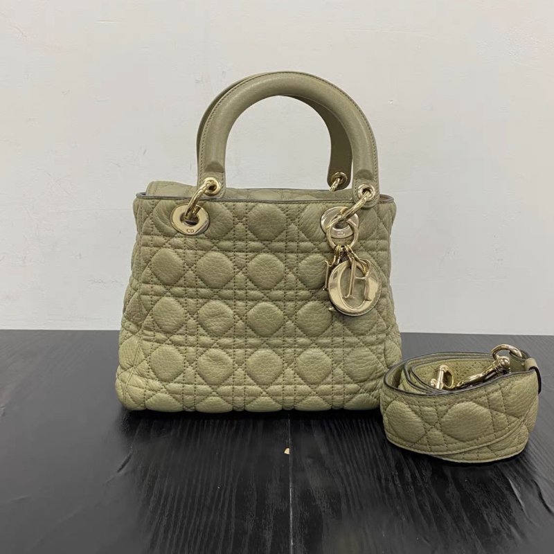 DIOR Lady Dior My ABCDior灰綠色手提肩背包24*21*11 98新配件塵袋-0