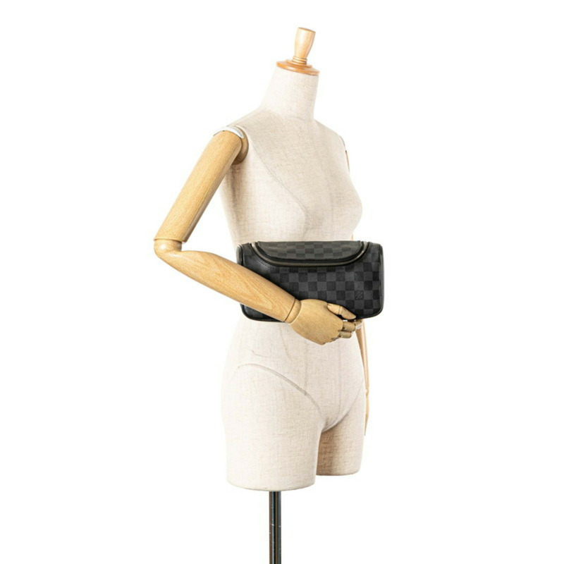 路易威登 Damier Graphite 男士黑色皮革化妝包手提包 N47625-11