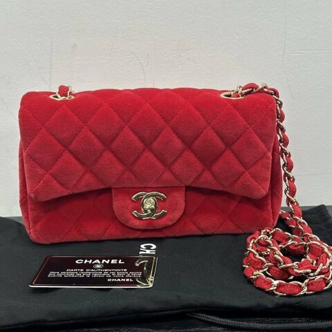 CHANEL cf紅金大 mini斜背包20*12*6 98新配件塵袋保卡
