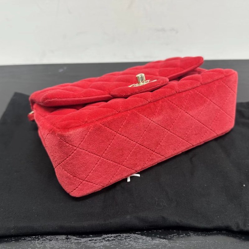 CHANEL cf紅金大 mini斜背包20*12*6 98新配件塵袋保卡-4