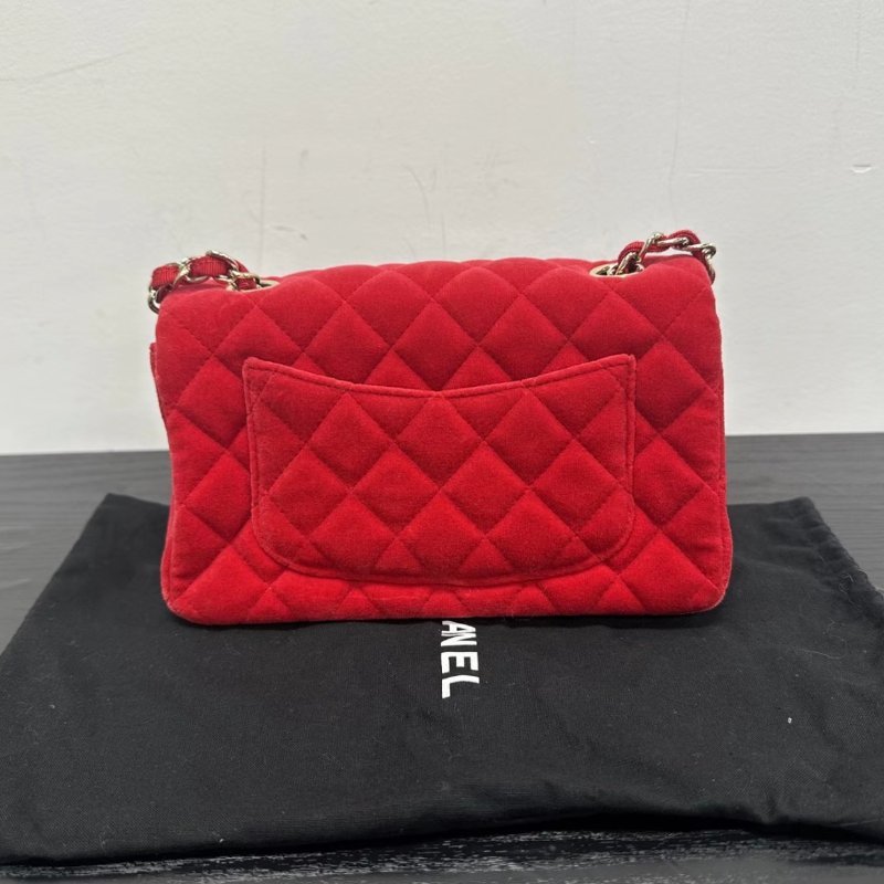 CHANEL cf紅金大 mini斜背包20*12*6 98新配件塵袋保卡-5