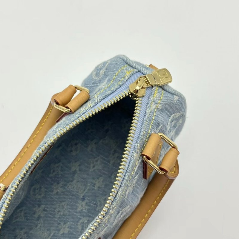LV牛仔 speedy nano手提斜背包芯片款17*11*7.5 99新配件盒子塵袋購證-1