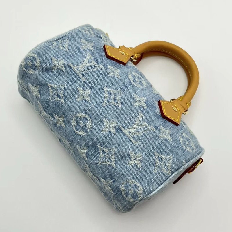 LV牛仔 speedy nano手提斜背包芯片款17*11*7.5 99新配件盒子塵袋購證-2